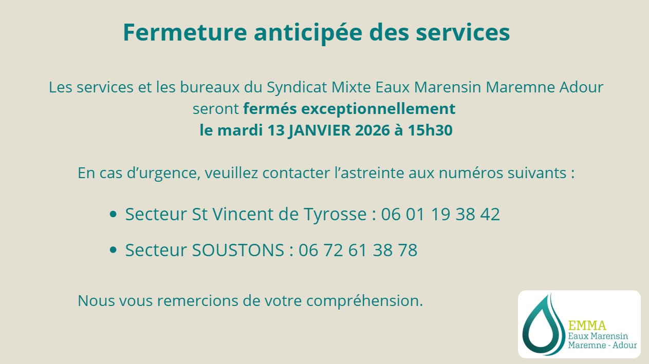 FERMETURES EXCEPTIONNELLES