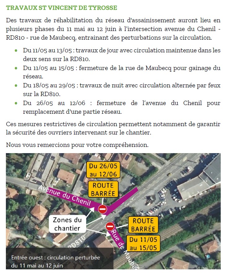 Travaux St Vincent de Tyrosse